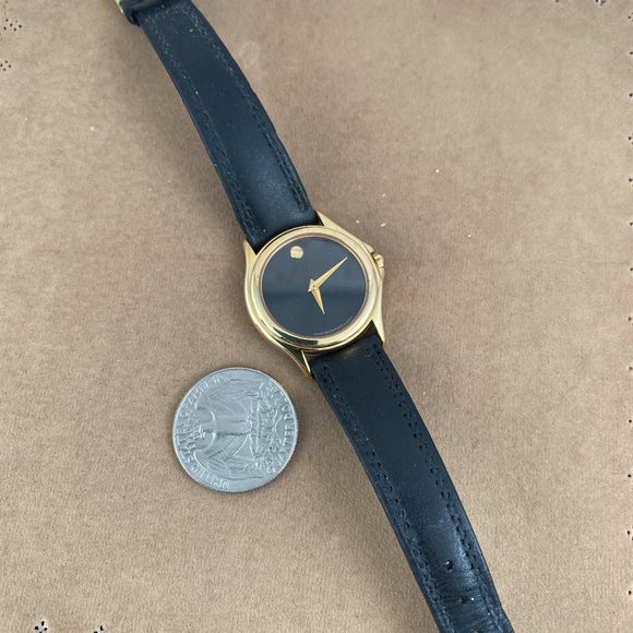 Vintage Movado Museum Gold Dot Swiss Quality Gold Watch Sapphire Crystal - Picture 4 of 7